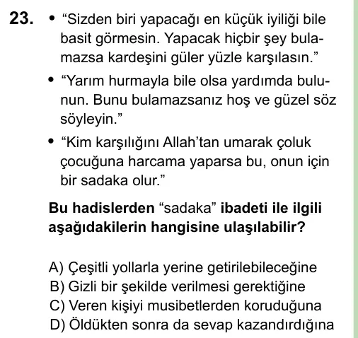 8. Sınıf ve Hazırlık Sosyal Bilgiler 2023 İOKBS Bursluluk Sınavı 23. Soru görseli