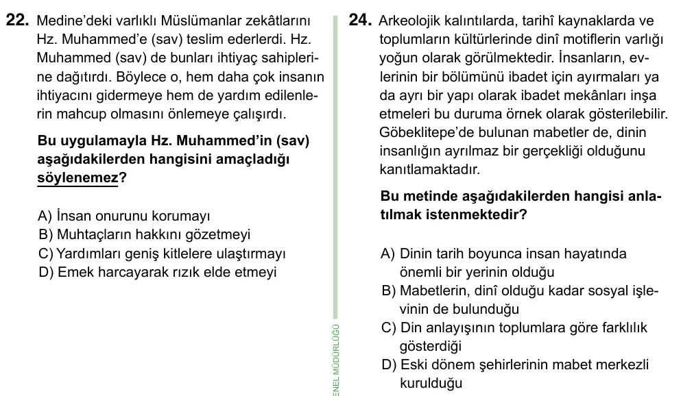 8. Sınıf ve Hazırlık Sosyal Bilgiler 2023 İOKBS Bursluluk Sınavı 24. Soru görseli