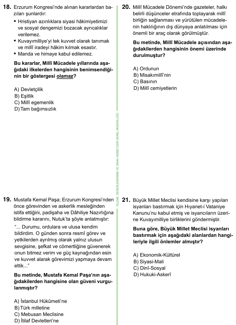 8. Sınıf ve Hazırlık Sosyal Bilgiler 2023 İOKBS Bursluluk Sınavı 25. Soru görseli (3/5)