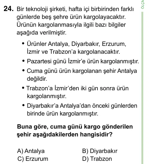 8. Sınıf ve Hazırlık Türkçe 2023 İOKBS Bursluluk Sınavı 24. Soru görseli