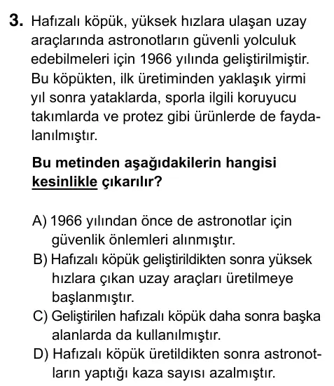 8. Sınıf ve Hazırlık Türkçe 2023 İOKBS Bursluluk Sınavı 3. Soru görseli