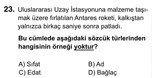 9, 10, 11. Sınıf Türk Dili ve Edebiyatı 2023 İOKBS Bursluluk Sınavı 23. Soru görseli