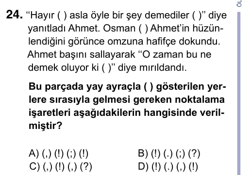 9, 10, 11. Sınıf Türk Dili ve Edebiyatı 2023 İOKBS Bursluluk Sınavı 24. Soru görseli