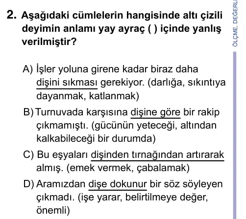 9, 10, 11. Sınıf Türk Dili ve Edebiyatı 2023 İOKBS Bursluluk Sınavı 2. Soru görseli