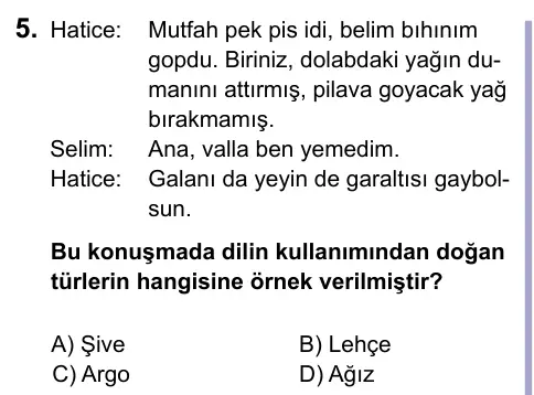 9, 10, 11. Sınıf Türk Dili ve Edebiyatı 2023 İOKBS Bursluluk Sınavı 5. Soru görseli