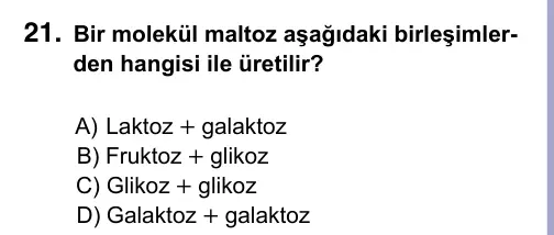 9, 10, 11. Sınıf Fen Bilimleri 2023 İOKBS Bursluluk Sınavı 21. Soru görseli
