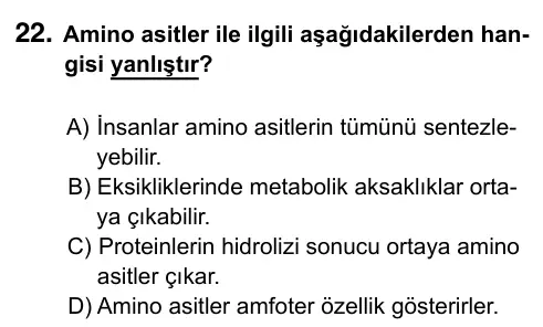 9, 10, 11. Sınıf Fen Bilimleri 2023 İOKBS Bursluluk Sınavı 22. Soru görseli
