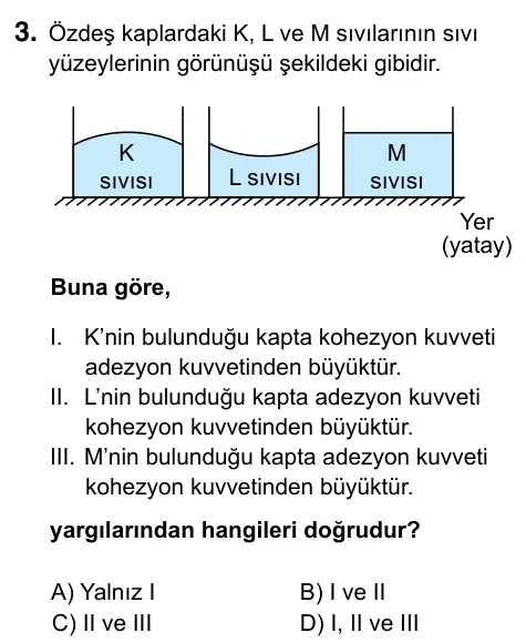 9, 10, 11. Sınıf Fen Bilimleri 2023 İOKBS Bursluluk Sınavı 3. Soru görseli