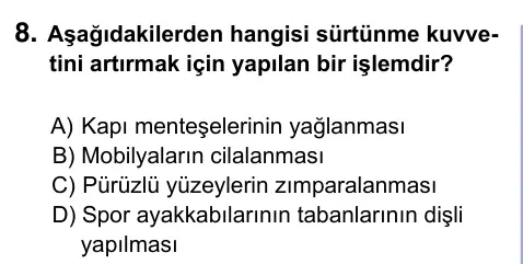 9, 10, 11. Sınıf Fen Bilimleri 2023 İOKBS Bursluluk Sınavı 8. Soru görseli