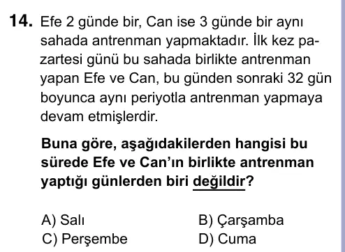 9, 10, 11. Sınıf Matematik 2023 İOKBS Bursluluk Sınavı 14. Soru görseli