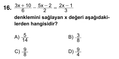 9, 10, 11. Sınıf Matematik 2023 İOKBS Bursluluk Sınavı 16. Soru görseli