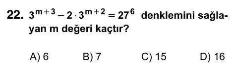 9, 10, 11. Sınıf Matematik 2023 İOKBS Bursluluk Sınavı 22. Soru görseli