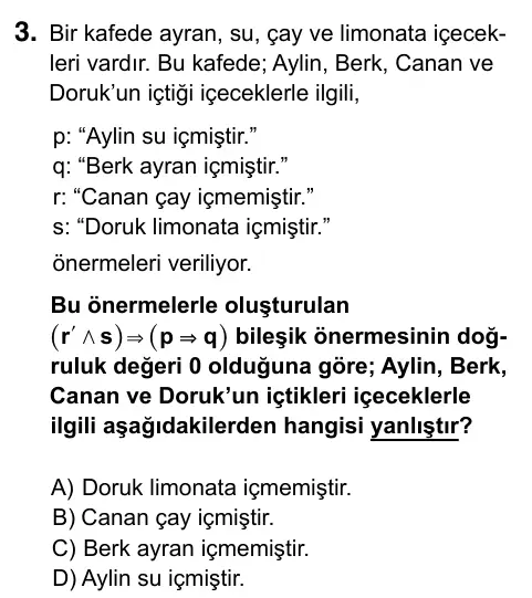 9, 10, 11. Sınıf Matematik 2023 İOKBS Bursluluk Sınavı 3. Soru görseli