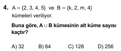 9, 10, 11. Sınıf Matematik 2023 İOKBS Bursluluk Sınavı 4. Soru görseli