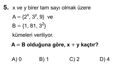9, 10, 11. Sınıf Matematik 2023 İOKBS Bursluluk Sınavı 5. Soru görseli