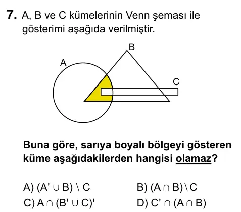 9, 10, 11. Sınıf Matematik 2023 İOKBS Bursluluk Sınavı 7. Soru görseli