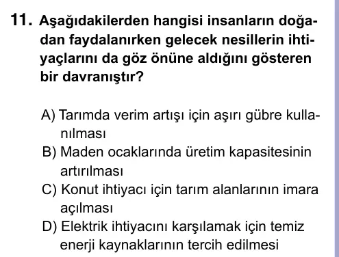 9, 10, 11. Sınıf Sosyal Bilgiler 2023 İOKBS Bursluluk Sınavı 11. Soru görseli