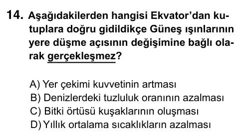 9, 10, 11. Sınıf Sosyal Bilgiler 2023 İOKBS Bursluluk Sınavı 14. Soru görseli