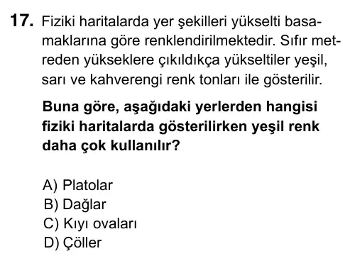 9, 10, 11. Sınıf Sosyal Bilgiler 2023 İOKBS Bursluluk Sınavı 17. Soru görseli