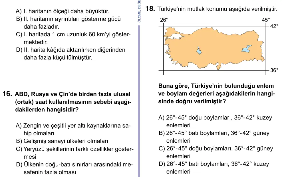 9, 10, 11. Sınıf Sosyal Bilgiler 2023 İOKBS Bursluluk Sınavı 18. Soru görseli (1/2)