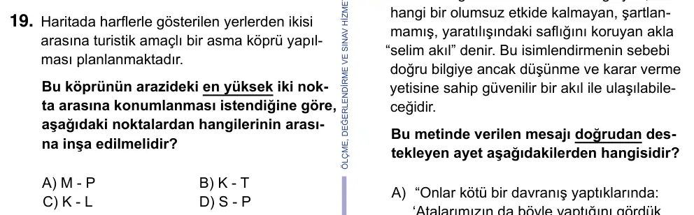 9, 10, 11. Sınıf Sosyal Bilgiler 2023 İOKBS Bursluluk Sınavı 19. Soru görseli