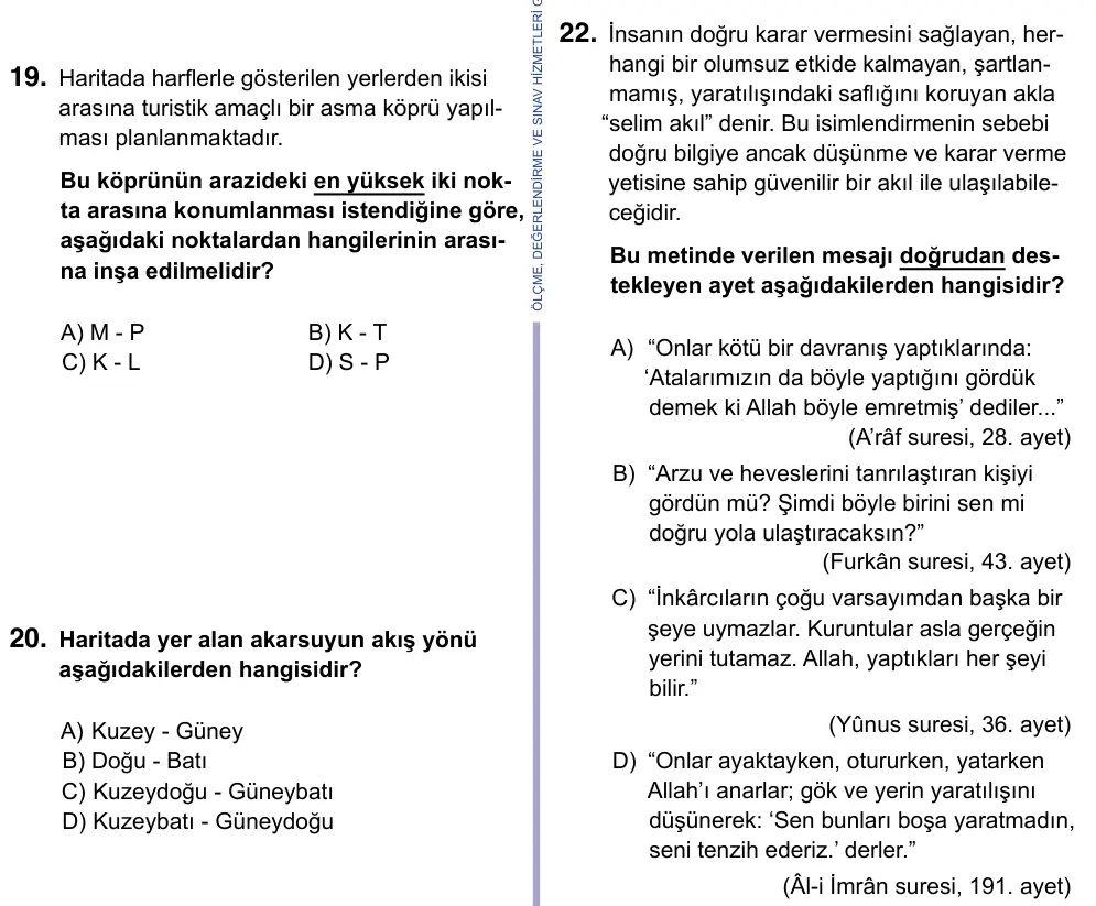 9, 10, 11. Sınıf Sosyal Bilgiler 2023 İOKBS Bursluluk Sınavı 22. Soru görseli