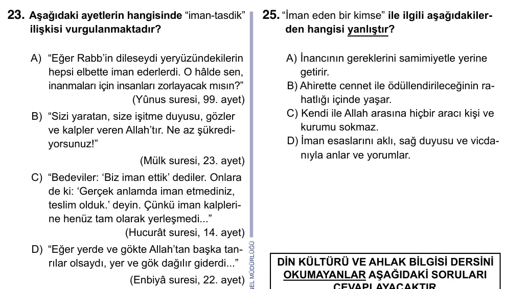 9, 10, 11. Sınıf Sosyal Bilgiler 2023 İOKBS Bursluluk Sınavı 23. Soru görseli