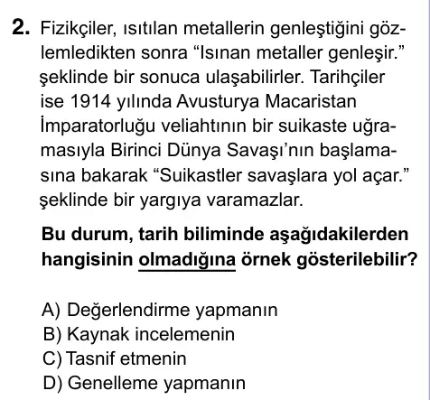 9, 10, 11. Sınıf Sosyal Bilgiler 2023 İOKBS Bursluluk Sınavı 2. Soru görseli