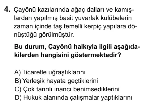 9, 10, 11. Sınıf Sosyal Bilgiler 2023 İOKBS Bursluluk Sınavı 4. Soru görseli
