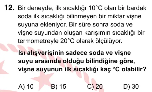 5. Sınıf Fen Bilimleri 2024 İOKBS Bursluluk Sınavı 12. Soru görseli