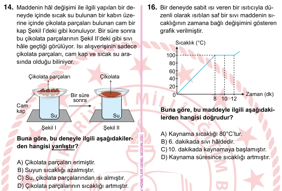 5. Sınıf Fen Bilimleri 2024 İOKBS Bursluluk Sınavı 14. Soru görseli