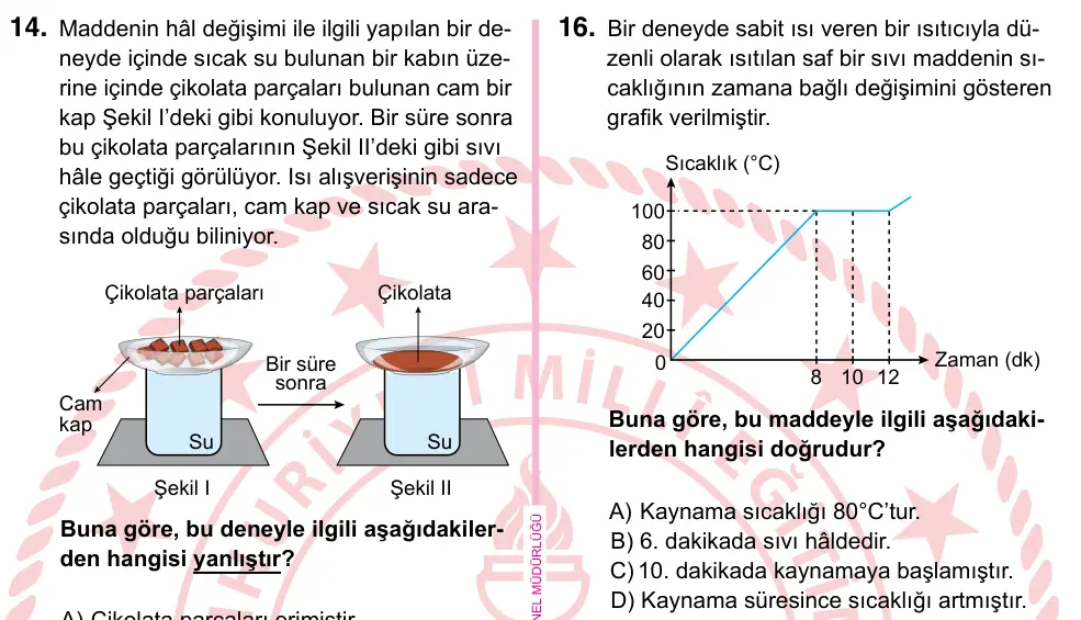 5. Sınıf Fen Bilimleri 2024 İOKBS Bursluluk Sınavı 16. Soru görseli