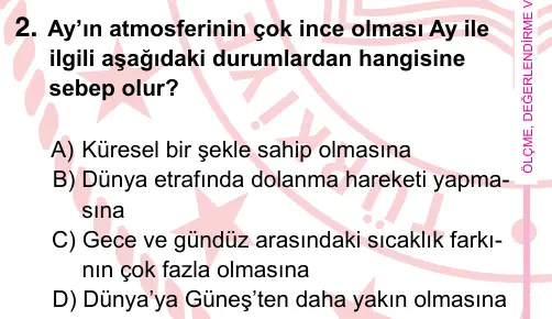 5. Sınıf Fen Bilimleri 2024 İOKBS Bursluluk Sınavı 2. Soru görseli