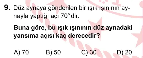 5. Sınıf Fen Bilimleri 2024 İOKBS Bursluluk Sınavı 9. Soru görseli