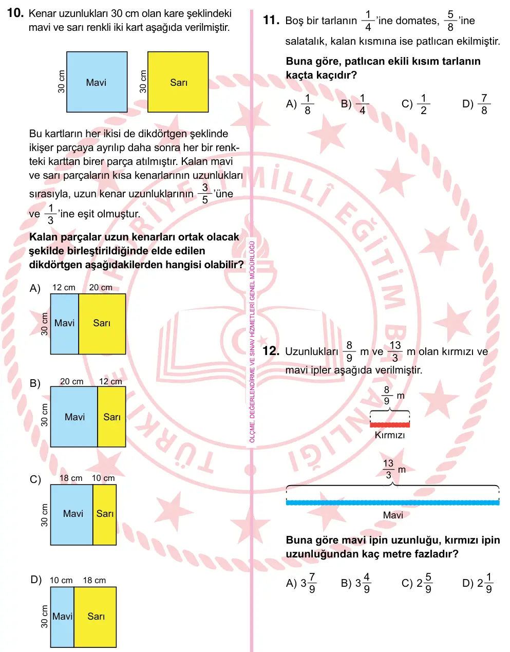 5. Sınıf Matematik 2024 İOKBS Bursluluk Sınavı 10. Soru görseli