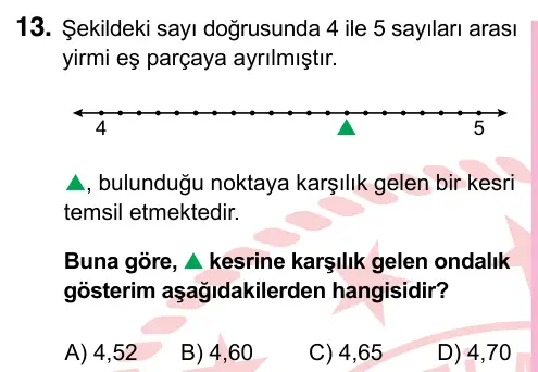 5. Sınıf Matematik 2024 İOKBS Bursluluk Sınavı 13. Soru görseli