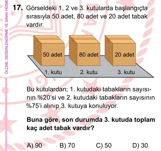 5. Sınıf Matematik 2024 İOKBS Bursluluk Sınavı 17. Soru görseli