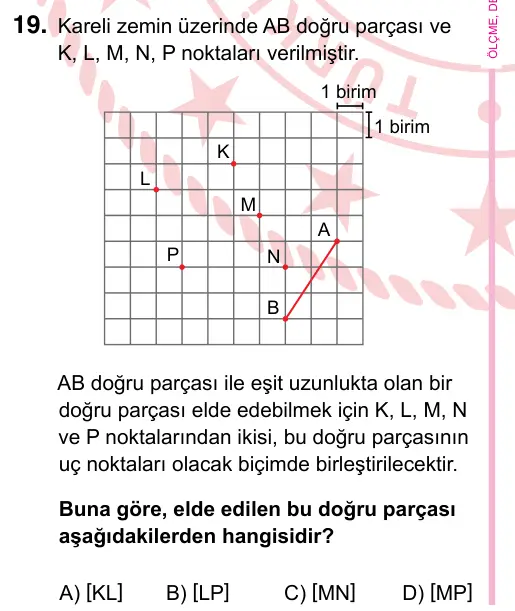 5. Sınıf Matematik 2024 İOKBS Bursluluk Sınavı 19. Soru görseli