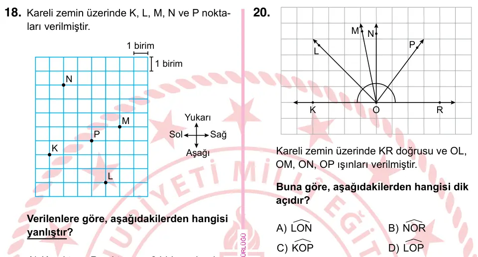 5. Sınıf Matematik 2024 İOKBS Bursluluk Sınavı 20. Soru görseli