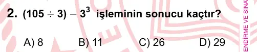 5. Sınıf Matematik 2024 İOKBS Bursluluk Sınavı 2. Soru görseli