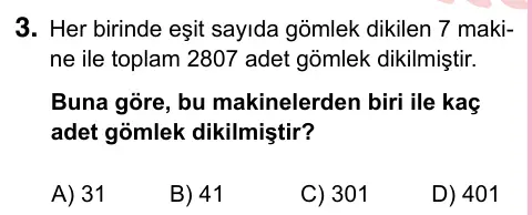 5. Sınıf Matematik 2024 İOKBS Bursluluk Sınavı 3. Soru görseli