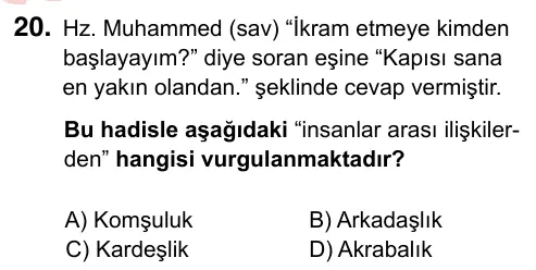 5. Sınıf Sosyal Bilgiler 2024 İOKBS Bursluluk Sınavı 20. Soru görseli (1/3)
