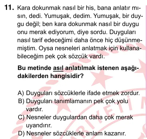 5. Sınıf Türkçe 2024 İOKBS Bursluluk Sınavı 11. Soru görseli