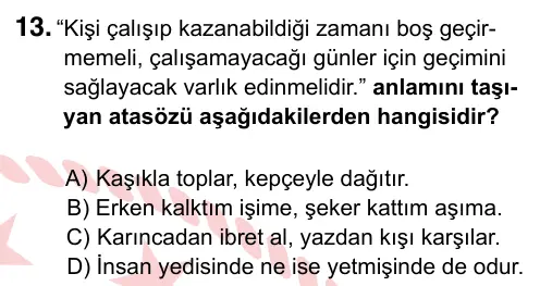 5. Sınıf Türkçe 2024 İOKBS Bursluluk Sınavı 13. Soru görseli