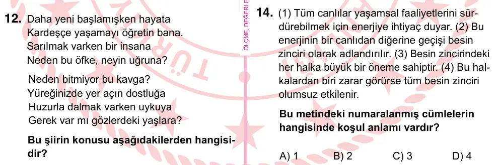 5. Sınıf Türkçe 2024 İOKBS Bursluluk Sınavı 14. Soru görseli