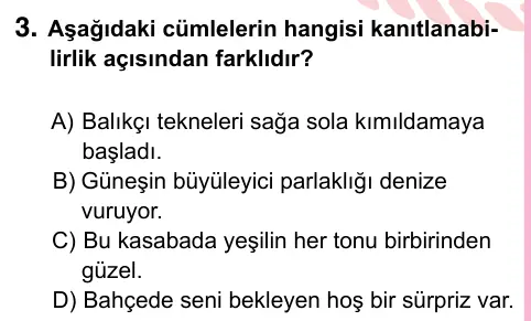 5. Sınıf Türkçe 2024 İOKBS Bursluluk Sınavı 3. Soru görseli