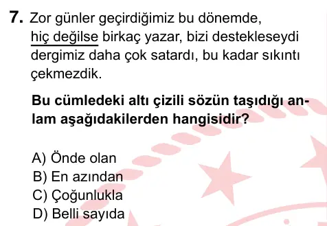 5. Sınıf Türkçe 2024 İOKBS Bursluluk Sınavı 7. Soru görseli
