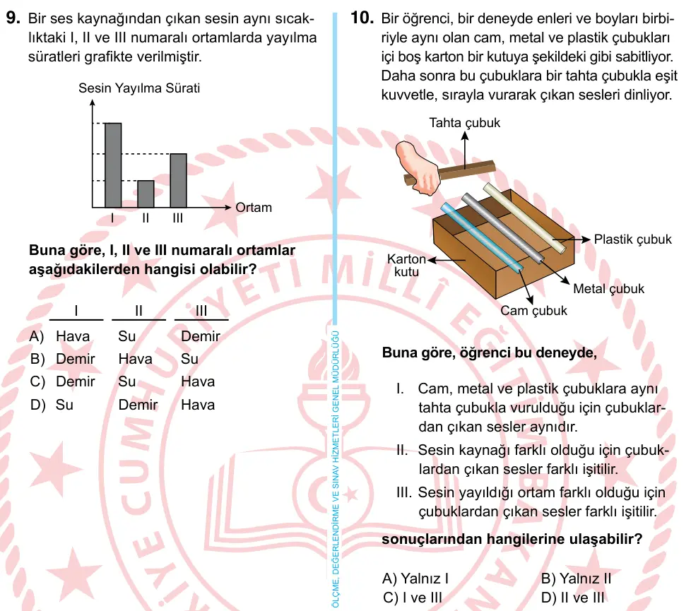 6. Sınıf Fen Bilimleri 2024 İOKBS Bursluluk Sınavı 10. Soru görseli