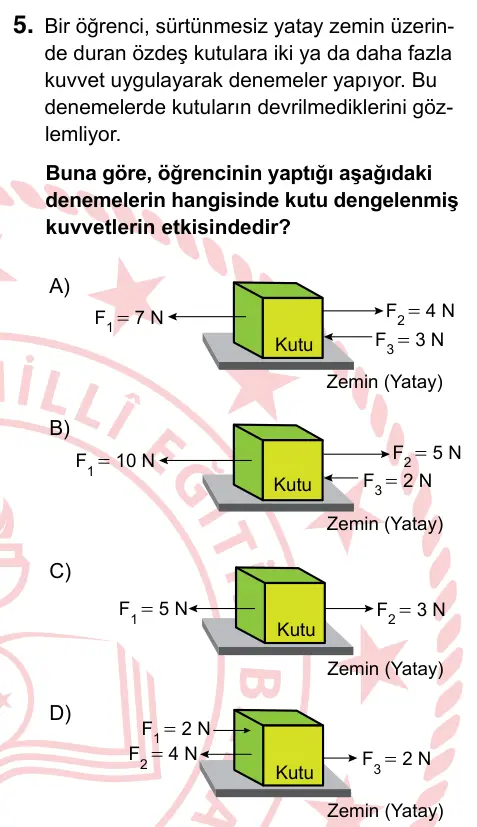 6. Sınıf Fen Bilimleri 2024 İOKBS Bursluluk Sınavı 5. Soru görseli
