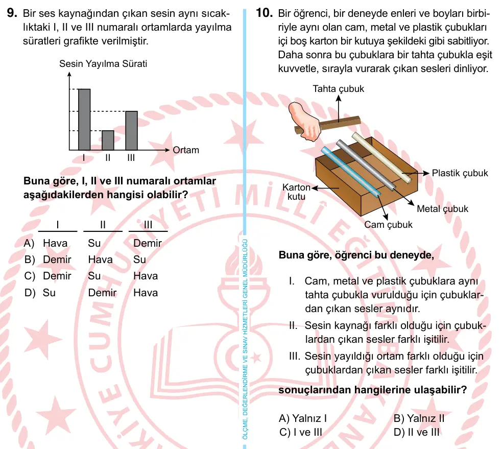 6. Sınıf Fen Bilimleri 2024 İOKBS Bursluluk Sınavı 9. Soru görseli